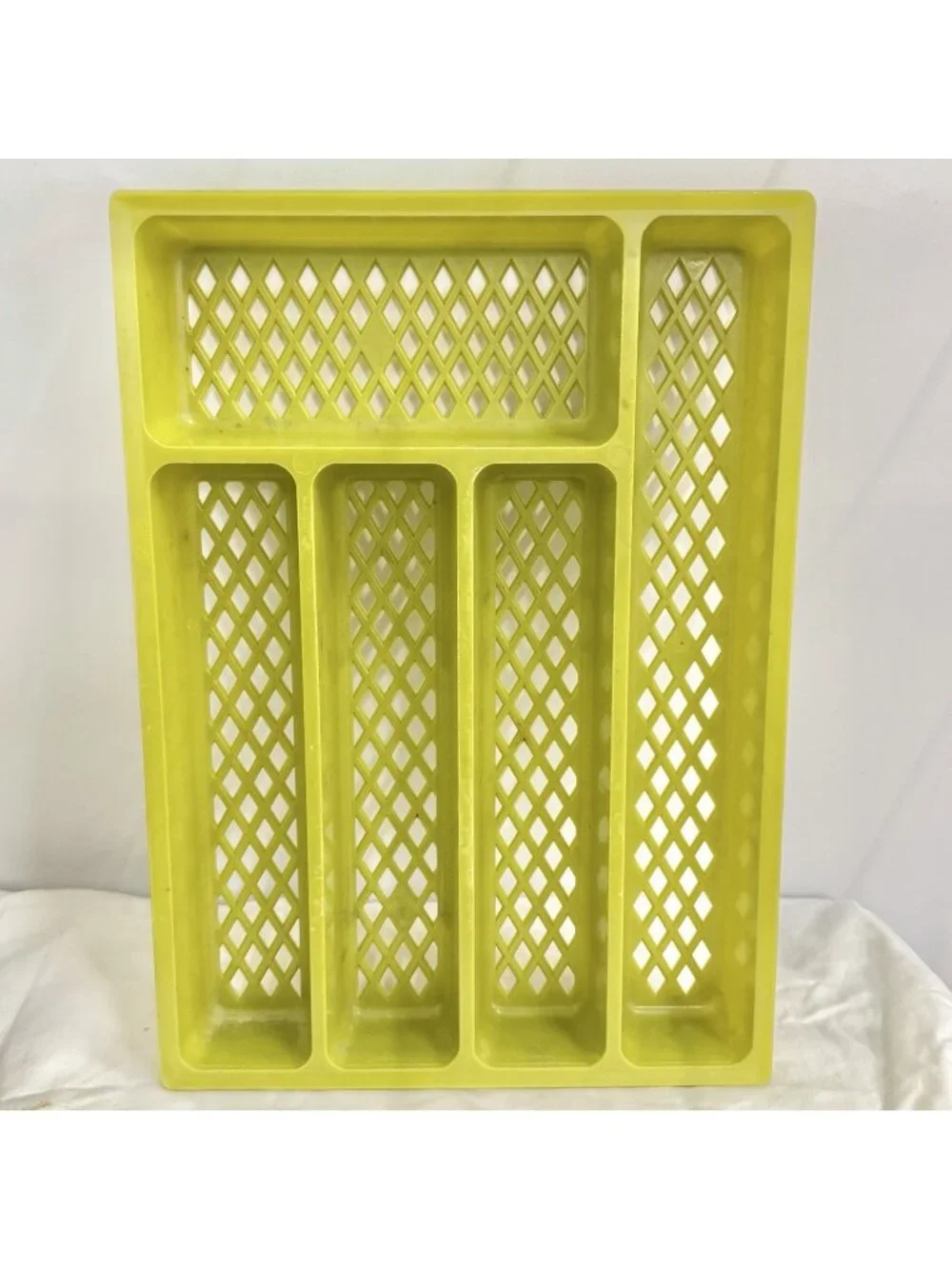 Vintage Avocado Green Plastic Flatware Silverware Organizer Tray 10x14 MCM